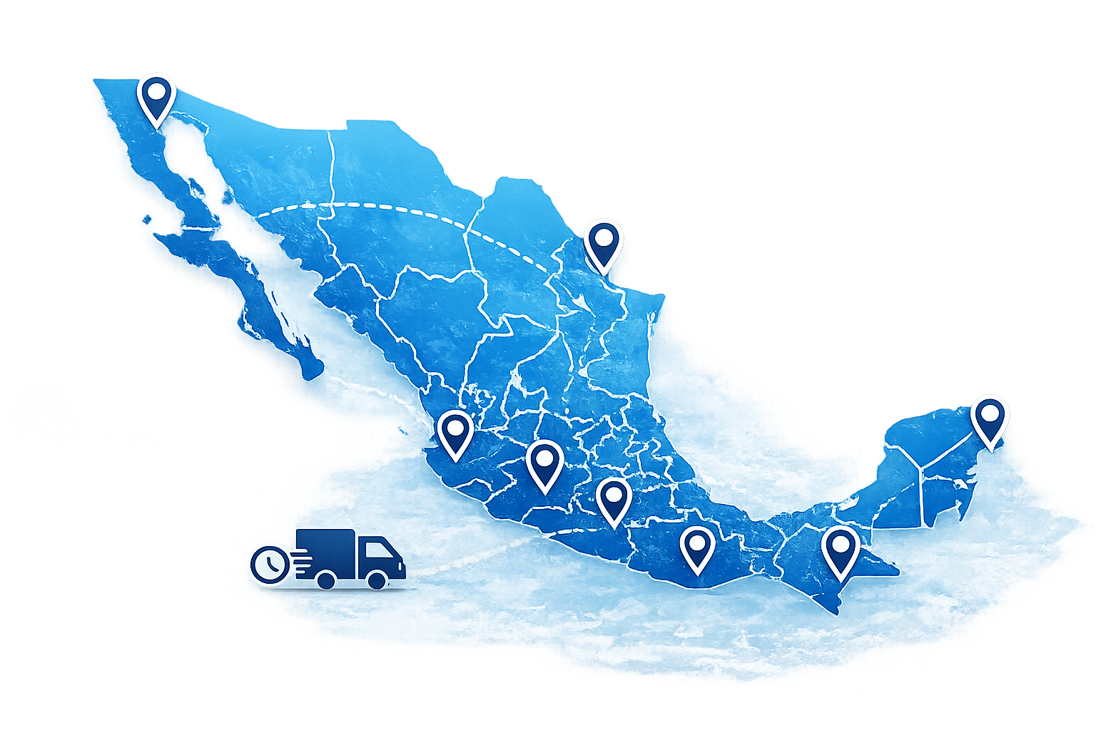 Mapa de México con cobertura nacional de envíos