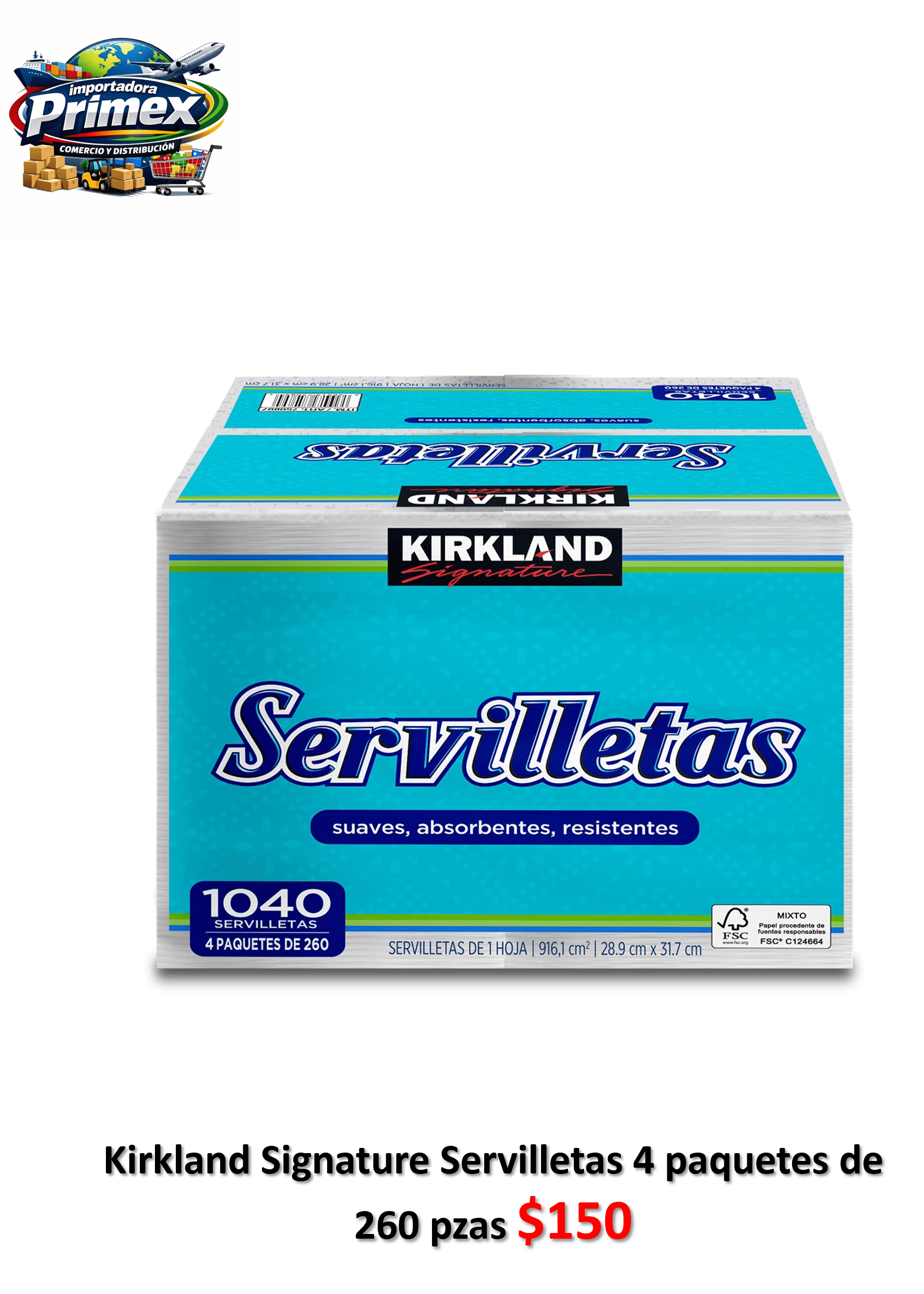 Kirkland Signature Servilletas 4 paquetes de 260