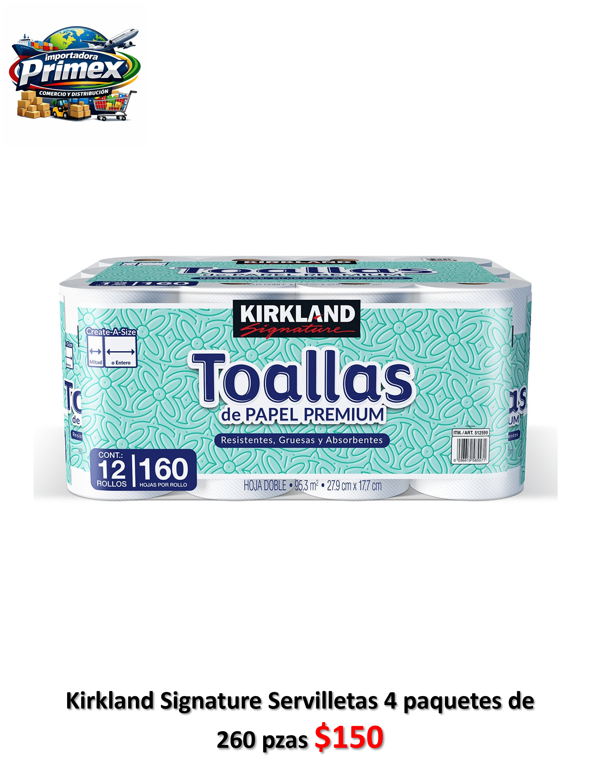 kirkland signature servilletas 4paquetes de 260